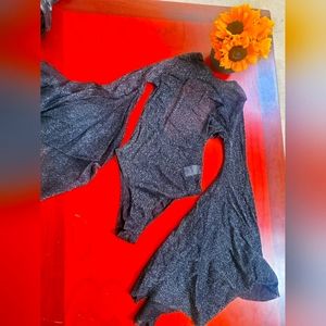 NWOT Sparkle bell sleeve black bodysuit